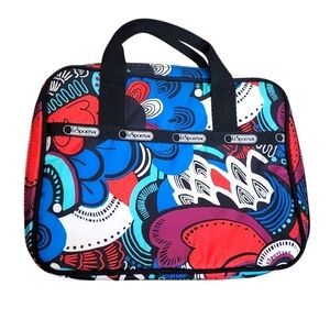 Lesportsac Red and Blue Lunch Bag with Vibrant Abstract Pattern
